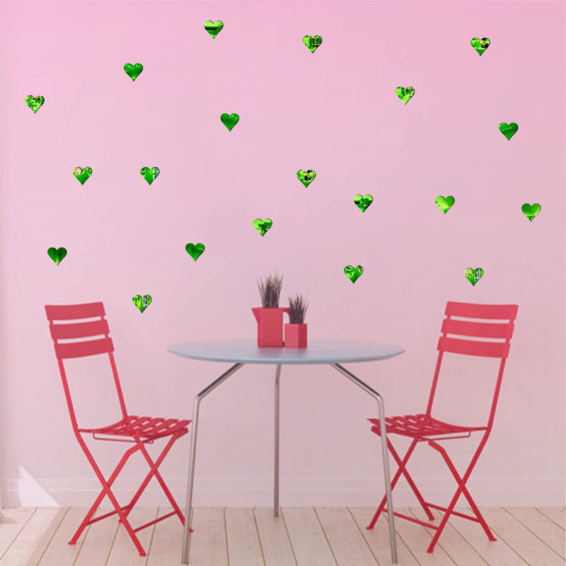 Sticker Hub Acrylic Hearts 3D mirror wall sticker (Neon)