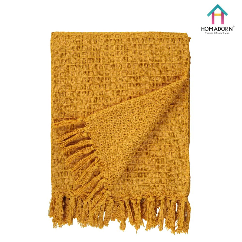 HOMADORN Cotton Throws (Mustard)