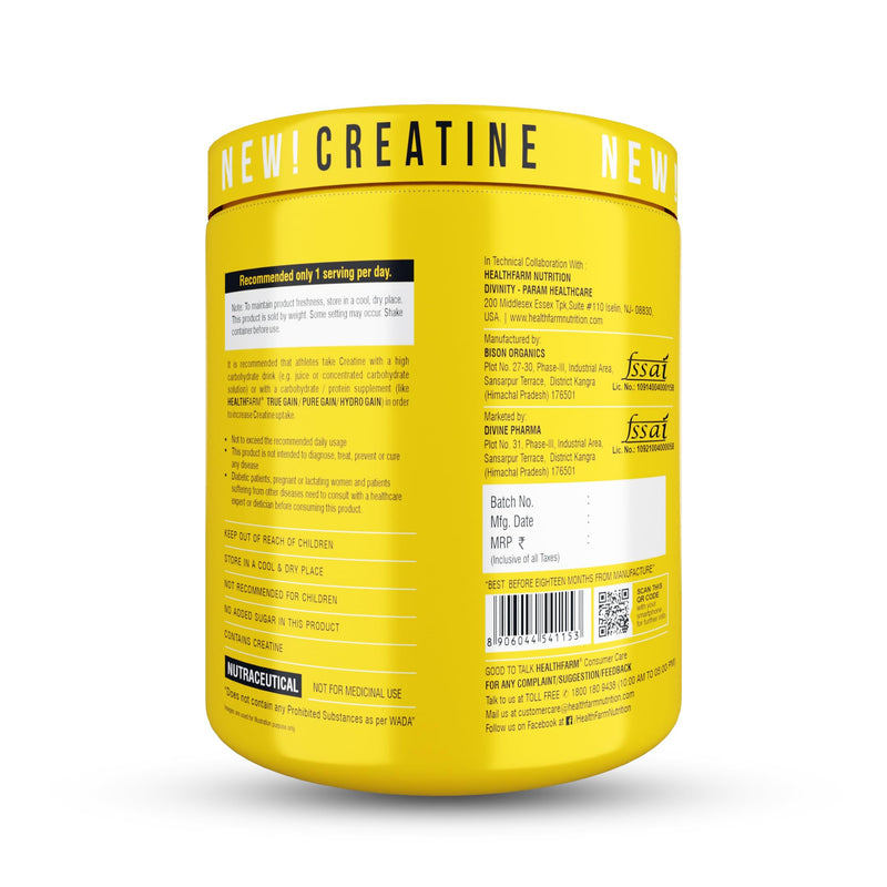 Healthfarm Creatine Monohydrate Powder - 3g of Micronized Creatine Powder per Serving, Creatine Pre Workout, Creatine for Building Muscle, Creatine Monohydrate (250 gram)