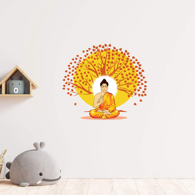 Masstone Buddha Wall Sticker | Gautam Buddha Wall Sticker (46x41 CM) | Lord Buddha Wall Stickers for Living Room | Wall Stickers for Bedroom, Home, Office | Buddha Meditation Wall Stickers Pack of 1