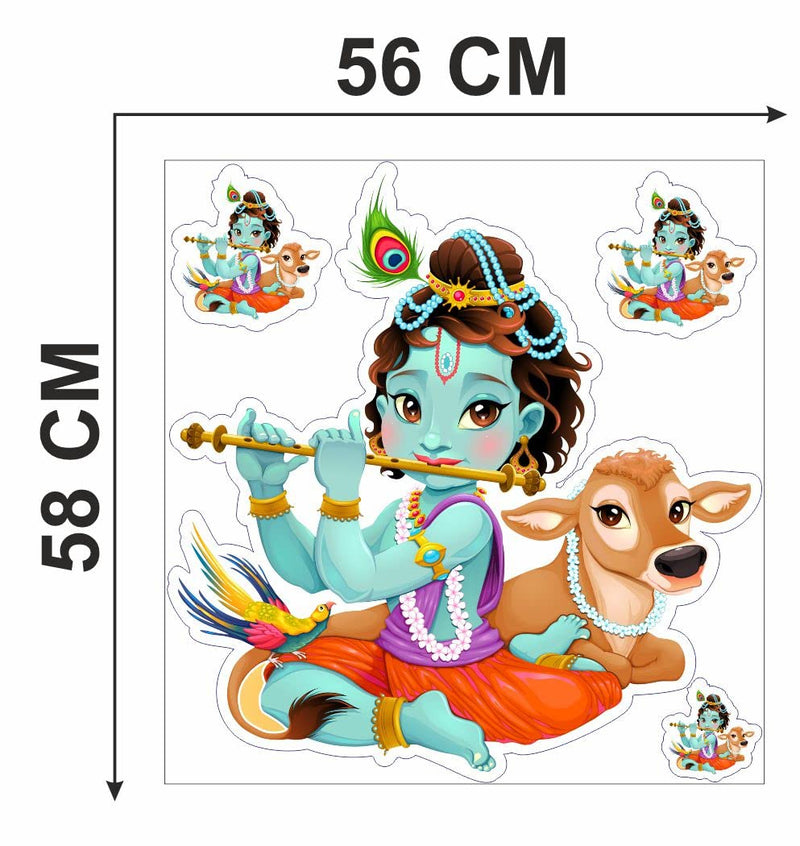 Delight Art Little Shree Krishna Design Wall Sticker Size - (63 * 56) cm Model id - (DAMC00592L)