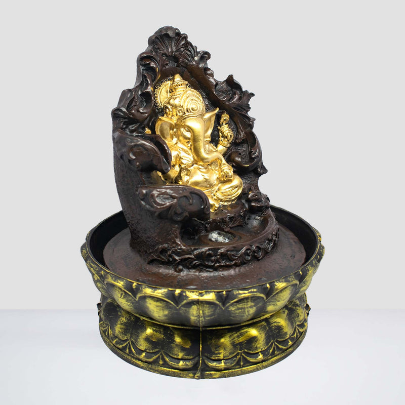 SPLICE Polyresin Ganesha Tabletop Water Fountain with LED Lights - Home and Office Decor Gift