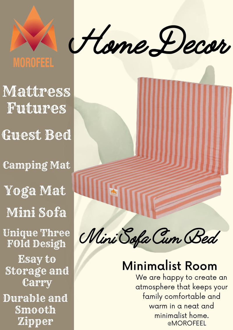 MOROFEEL 3 Inch Dual Comfort Reversible Foldable UHD Foam Single Bed Mattress 3 Fold Orange