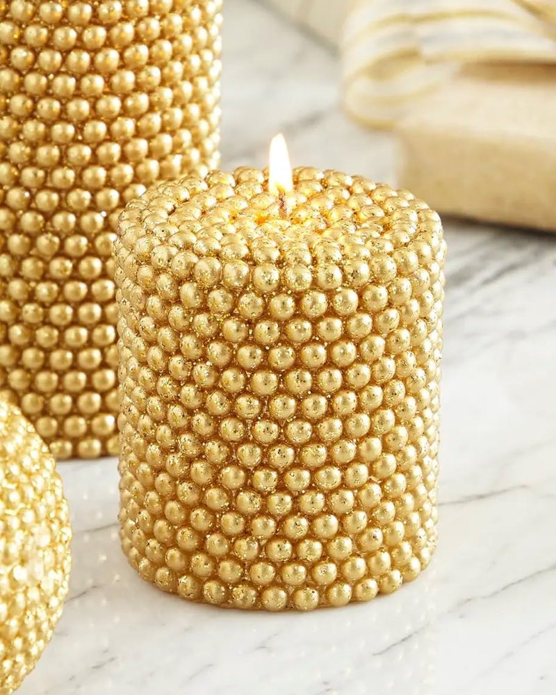 The Decor Affair 1 Pcs Embellished with Shimmering Golden Beads, This Unique Scented Candle Transcends Ordinary Ambiance with its Luxurious Fragrance