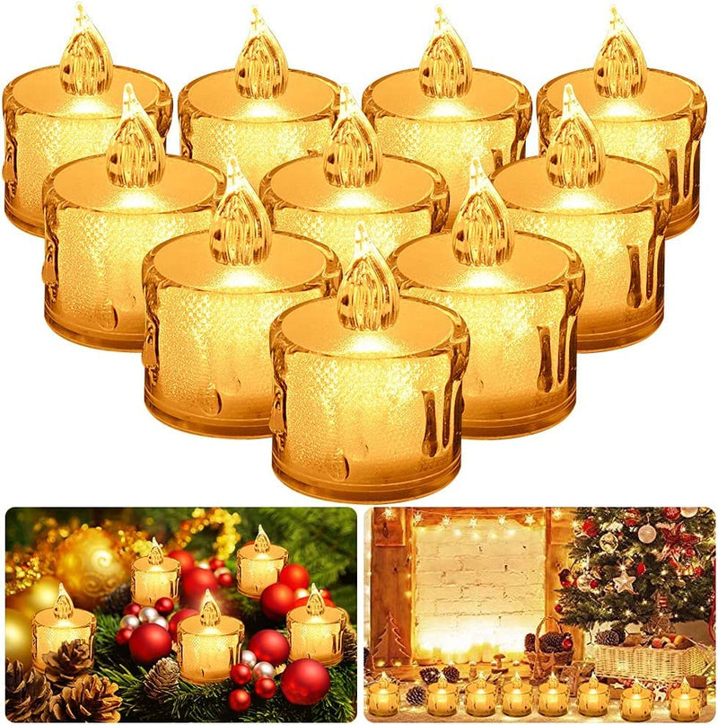 COSKIRA 24pc Clear LED Flameless Candle Crystal LED Tea Light Pack of 6 Battery Operated Flame Less and Smokeless LED Crystal Diamond Diwali Light Candle for Home and Diwali Decoration