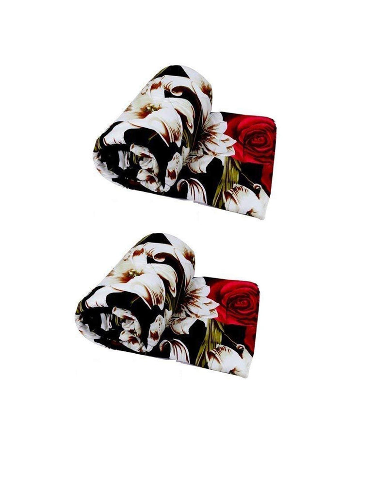 WONDERLOOK 100% Reversible Single Bed Dohar Combo Microfiber, Polycotton Set of 2 Pc (Lili Flower)