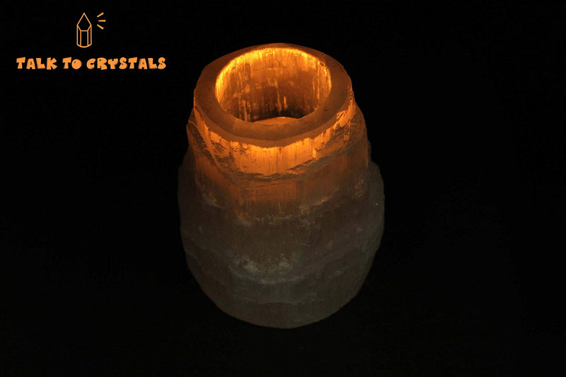 Talk To Crystals Mountain Shape White Selenite Candle Holder