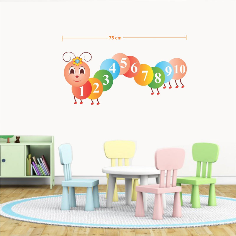 Asmi Collections Wall Stickers Cute Counting Caterpillar Number for Kids Education