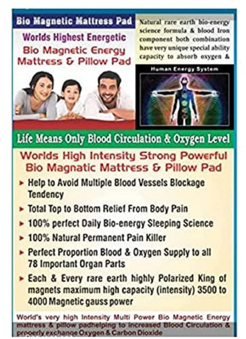 Bio-Energy Magnetic Mattress Topper 6 Feet X 6 Feet with 2 Pillow Cover