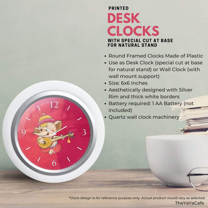 YaYa cafe™ Table Desk Clock Wooden Great Dads Make Great Adventures - 6x6 inches, Round (White Frame, Unbreakable Flexiglass Cover, Analog)