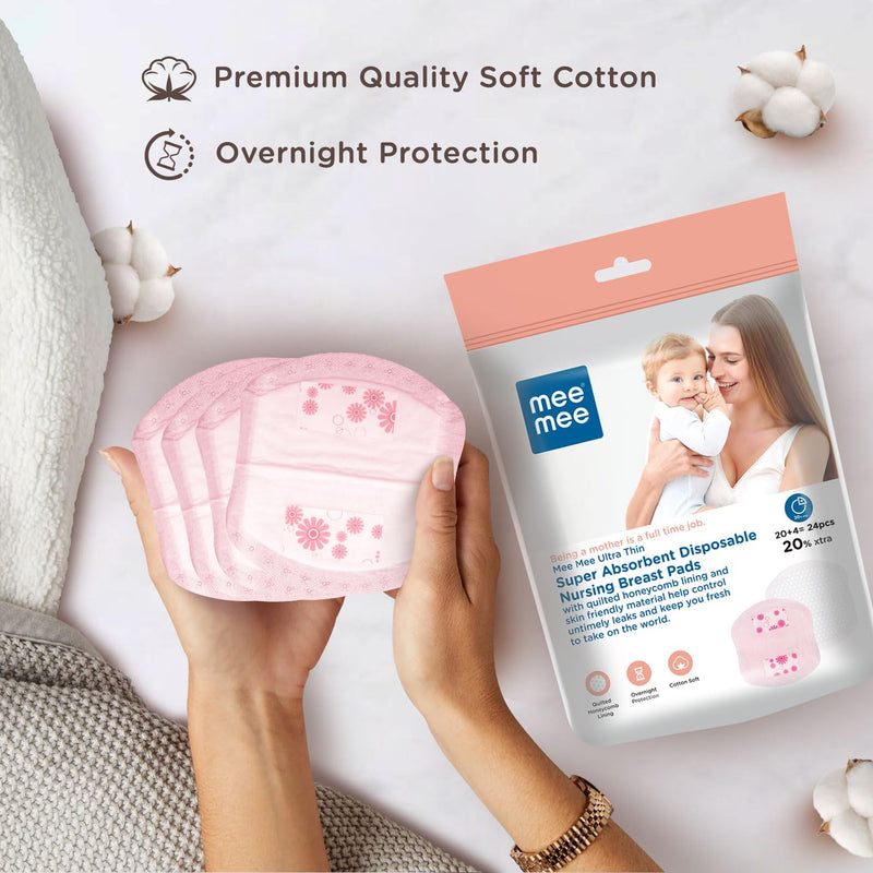 Mee Mee Ultra Thin Disposable Nursing Breast Pads 24 Pcs, Super Absorbent Maternity Pads