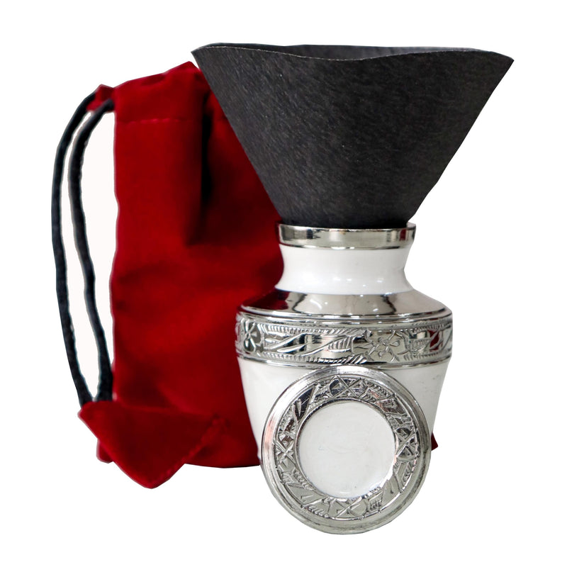 THE ASCENT MEMORIAL Pearl White Small Keepsake Urns - Mini Cremation Memorial Urns with Gift Box, Velvet Carry Bag and Funnel - Funeral Cremation Urns Small for Human Ashes