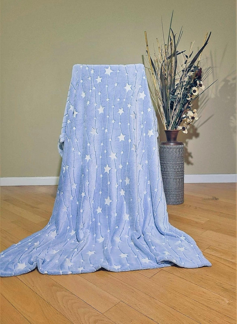 Reexplore Glow in The Dark Radium Blanket for Kids, Teenagers & Adults All Seasons Blanket Single Bed Queen Size (150 x 200 cm, 60 x 80 Inches). (Moon Star) (Dino)