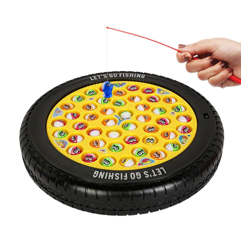 Webby Musical Tyre Fishing Game Toy with 45 Fishes (Multi-Color)