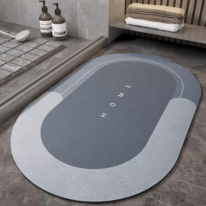 HomeCloud Rubber Floor Mat, Bath Mat, Doormat, Bathroom Carpet. Cushion Mat Super Absorbent Soft Carpet, Quick Dry Dirt Barrier For Home, Office 1Pc(40X60Cm) (Grey), Oval