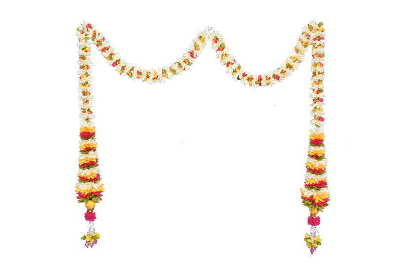 Daedal Crafters- Cone Shape chintamani Door Set (White) DC155 Doorway Flower toran