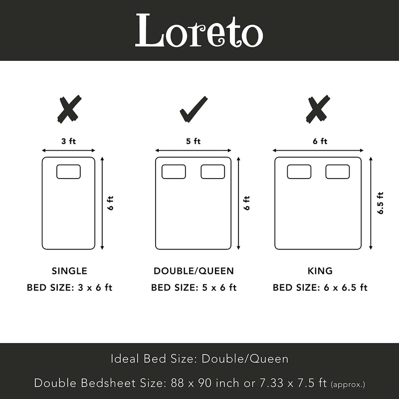 LORETO – A QUALITY LINEN BRAND 100% Cotton Bedsheet for Double Bed, 1 Double Bedsheet with 2 Pillow Covers | 144 TC Queen Size Double Bedsheet Cotton, Striped (Multi Colour)