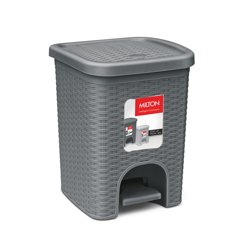 MILTON Step Up Pedal Bin with Removable Inner Bin, 1 Piece, 4 Litre, Grey