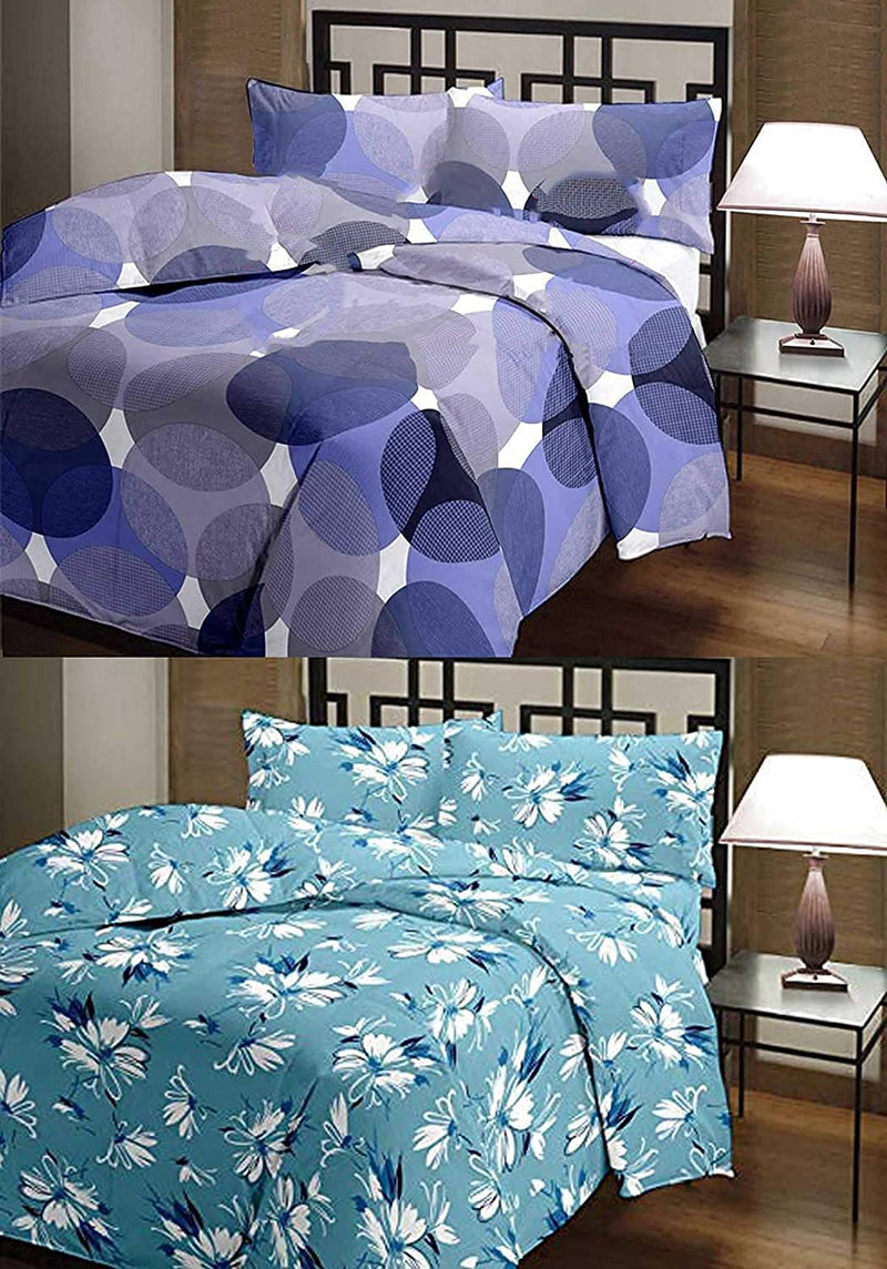 DEILYVERY Reversible Double Bed AC Blanket Dohar Combo Set of 2 Pc (Polycotton, Multicolor) (Bluepati&graypolka, Double)