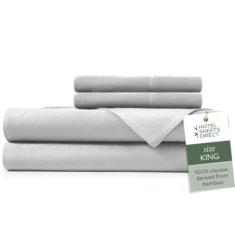 Hotel Sheets Direct 100% Bamboo Bed Sheet Set (King, Grey)