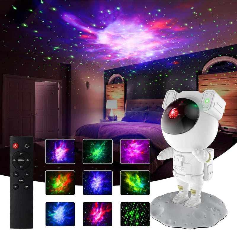 REFULGIX Astronaut Galaxy Projector with Remote Control - 360° Adjustable Timer Night Lamp, Kids Astronaut Nebula Night Light, for Baby Adults Bedroom, Gaming Room, Home and Party