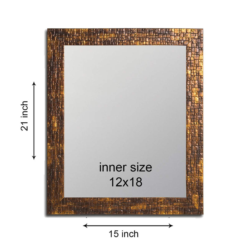 Art Street Lavaliere Fiber Wood Wall Mirror (Outer Size 15 x 21 inch, Antique Copper) (ASWM11305)