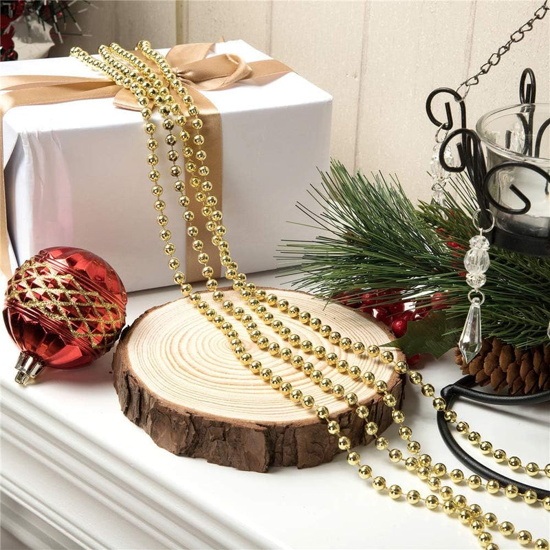 Partysanthe Gold Pearl Beads Garland, Christmas Tree Beads Artificial Pearls Beads Garland Beads Chain for Xmas Tree Christmas Tree Decorations Gold - 1pc