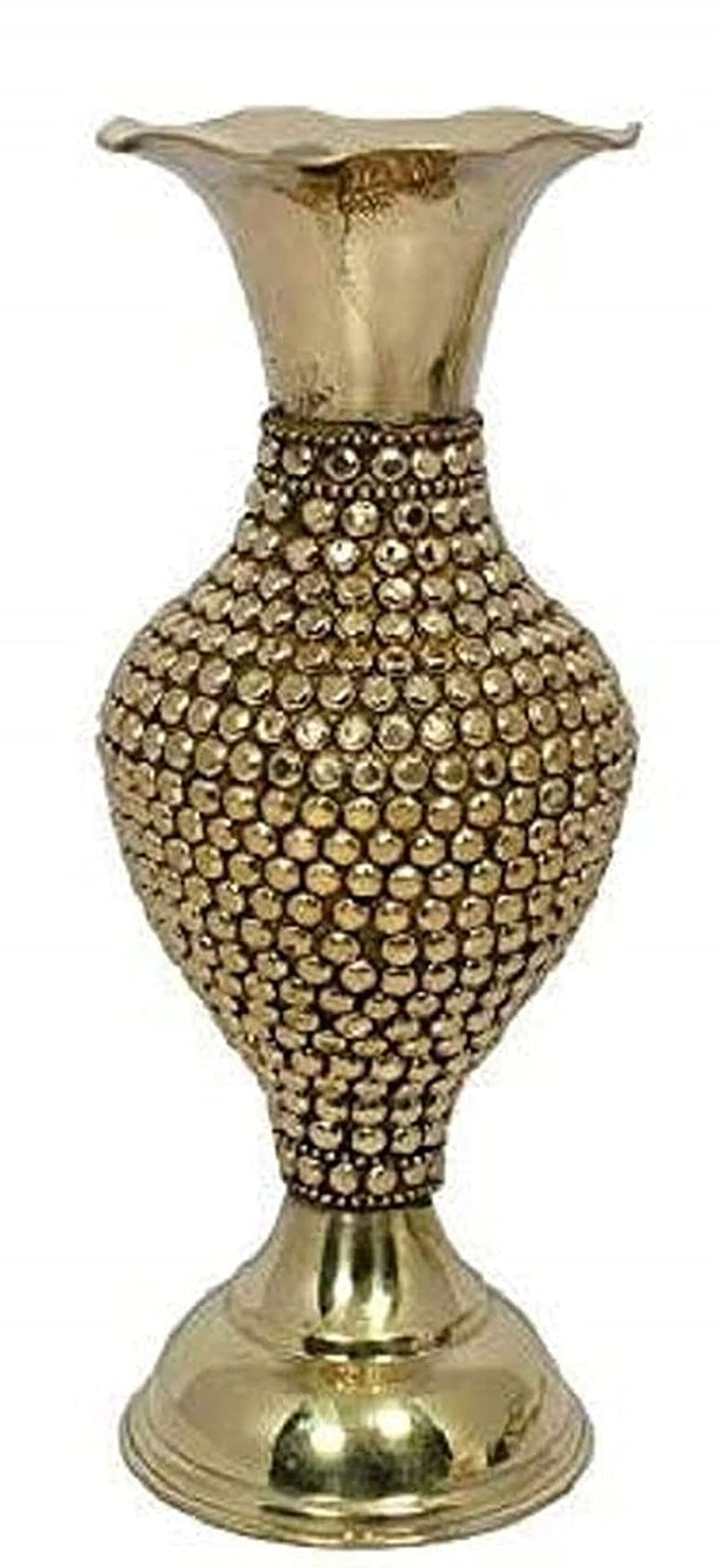 SkyWalker Metal Flower Vase With Beads (25 X 10.5 cm, Gold)