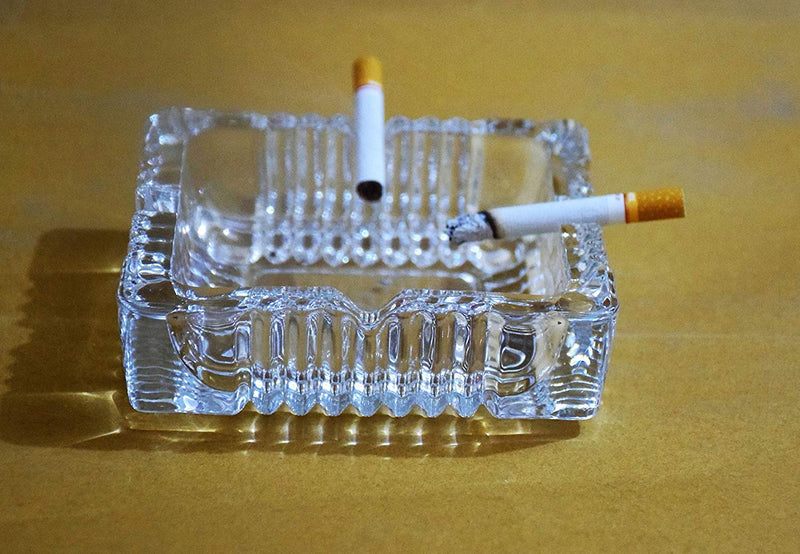 Xudo Glass Cigarette Ashtray (Clear_9 x 9 x 3 cm)