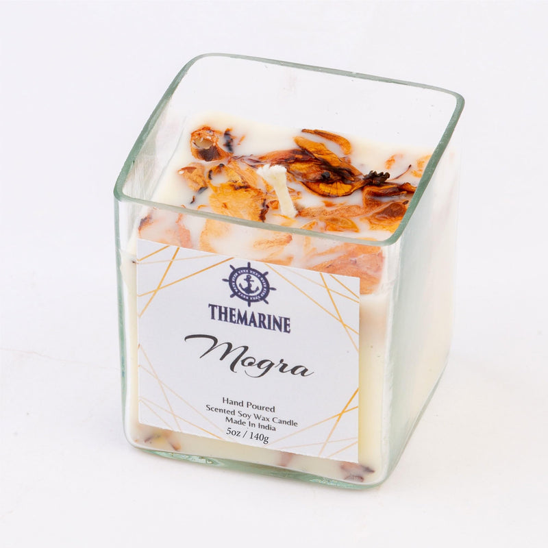 THEMARINE Mogra Scented Soy Wax jar Candle | Natural Soy Wax | No Smoke Wick