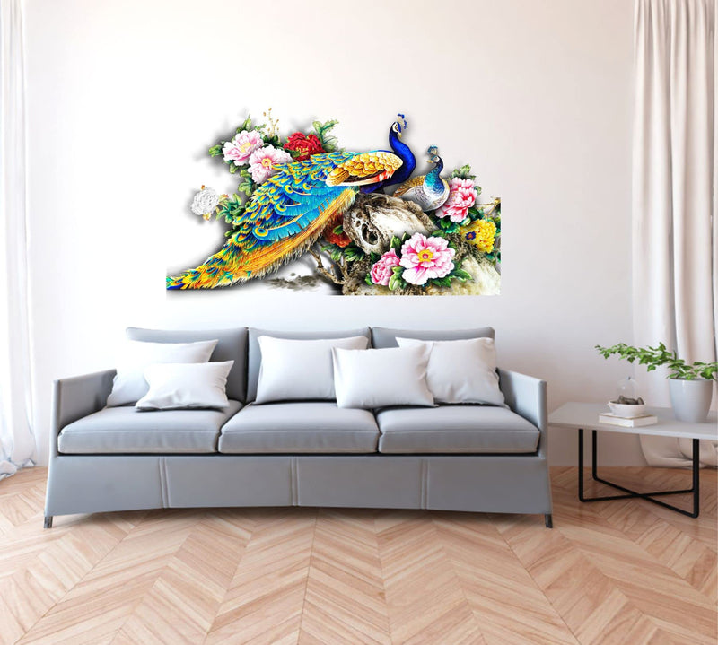 Sticker Yard 'Peacock Birds Nature' Vinyl Wall Sticker for Living Room/Bedroom/Office and All Decorative Wall Stickers 71X40 CM