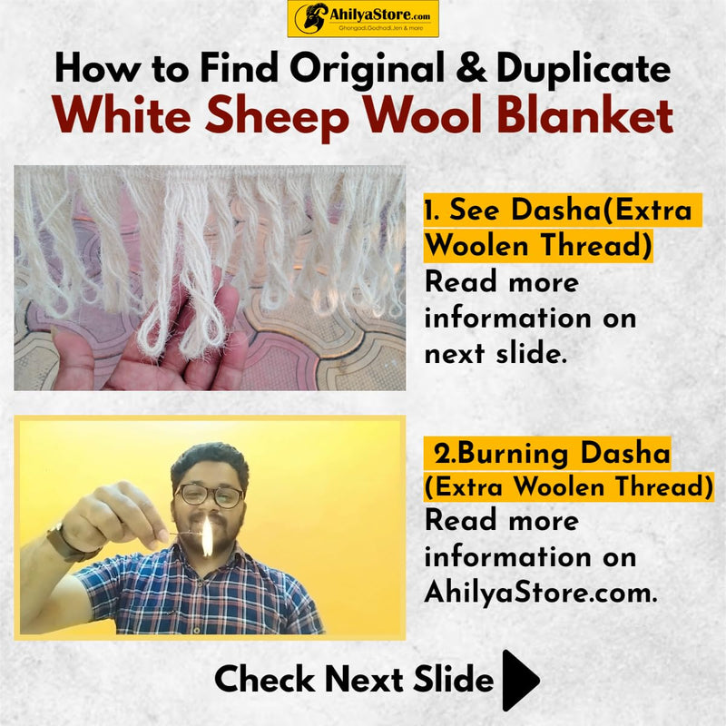 AhilyaStore - Original Handmade White Ghongadi(Jawal) - 100% Sheep Wool - Sheep Wool Blanket