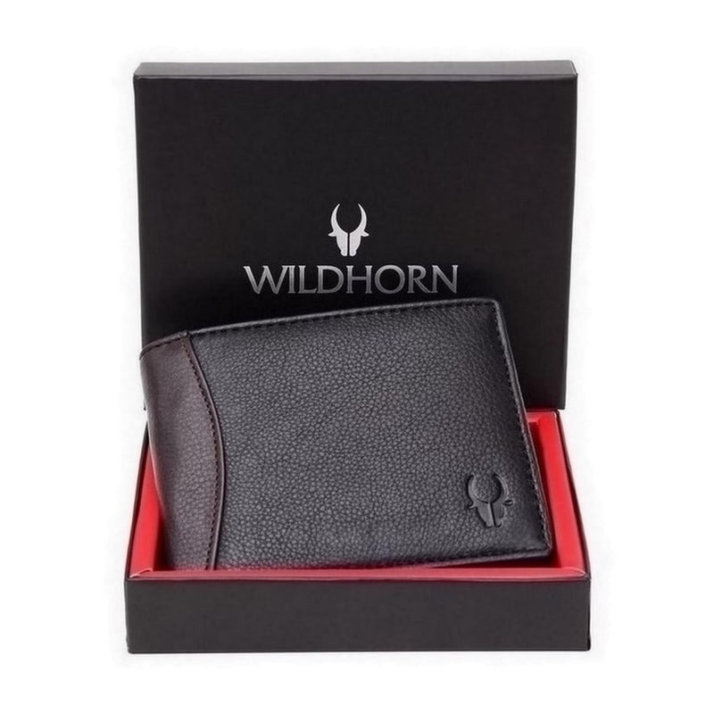 WildHorn Black Leather Wallet for Men I 8 Card Slots I 2 Secret compartments I 2 Currency Compartments