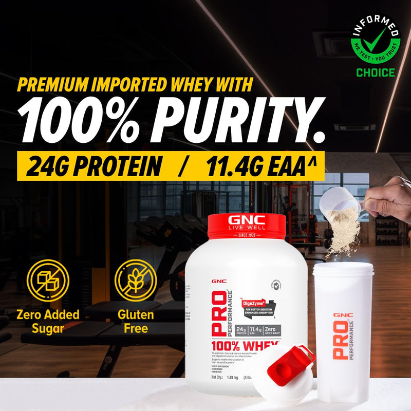 GNC Pro Performance 100% Whey Protein Powder | Boosts Strength & Endurance | Builds Lean Muscles | Fastens Muscle Recovery | Formulated In USA | 24g Protein | 5.5g BCAA | Chocolate Supreme | 4 lbs