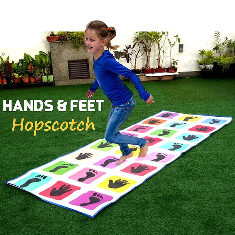 Cartvilla Jumbo Play Floor Games (2.5 feet x 8 feet- PVC Flex Material) Game for Kids n Adults Family Game, Kith-Kith, Stapu, Langdi, Chalk Game (Hands and feet hopscotch Jumbo Play mat)