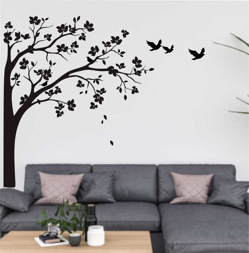 HS DECOR Abstract Trees Leaves Wall Sticker PVC Vinyl Black Wall Stickers for Room Decoration