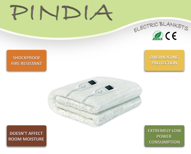 Pindia Single Bed Heating Electric Blanket Polar Fleece - 150 X 80 Cm Blue