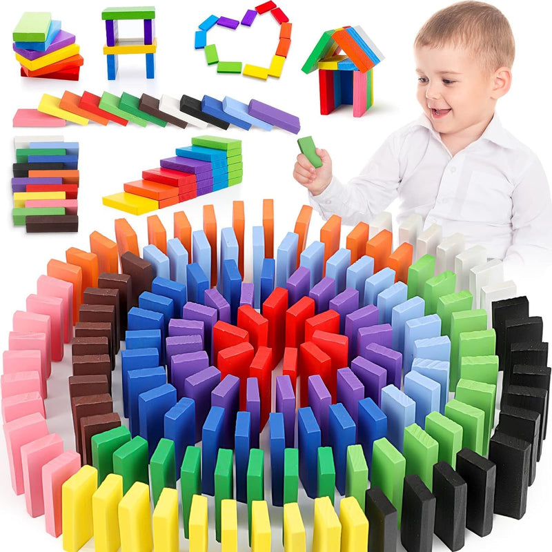 SHINETOY 120 Domino Blocks Dominoes Set for Kids Bulk Colorful Domino Building Blocks Domino Tile Bulk Building Racing Stacking Game Educational Toys