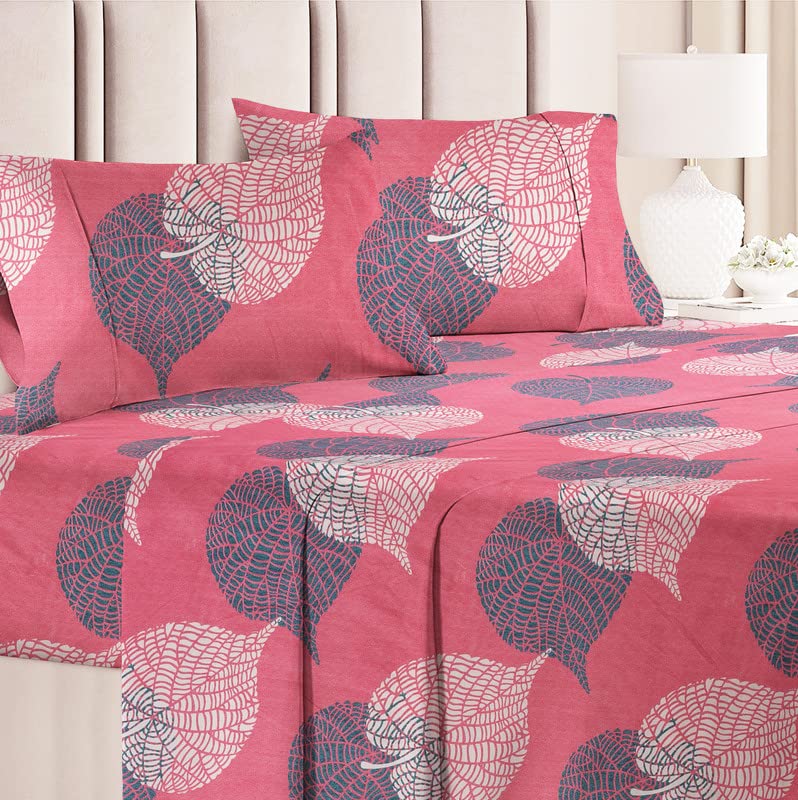 BSB HOME 120 TC Double Abstract Printed Bedsheet with 2 Pillow Covers | 110 GSM Soft Brushed Microfiber - Breathable & Wrinkle Free - (86 X 88 Inch, Pink & Grey)