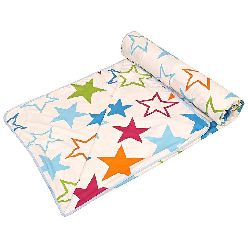 KUSH Cotton Star Printed Lightweight Single Bed Reversible AC Blanket (Multicolour)