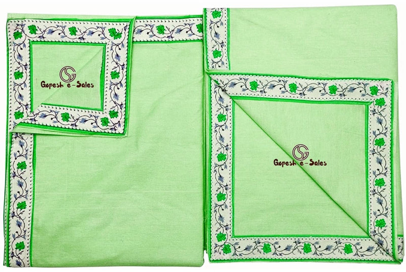 Gopesh e-Sales® Cotton Malmal Traditional Digital Print Border Summer Single Bed Dohar, Cotton Dohar for Summer, गर्मी में ओढ़ने वाली चादर (Pack of 2) Green