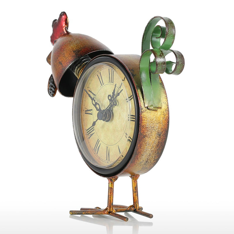 Tooarts Cute Clock Handmade Vintage Metal Figurine Mute Table Clock Practical Clock One AA Battery