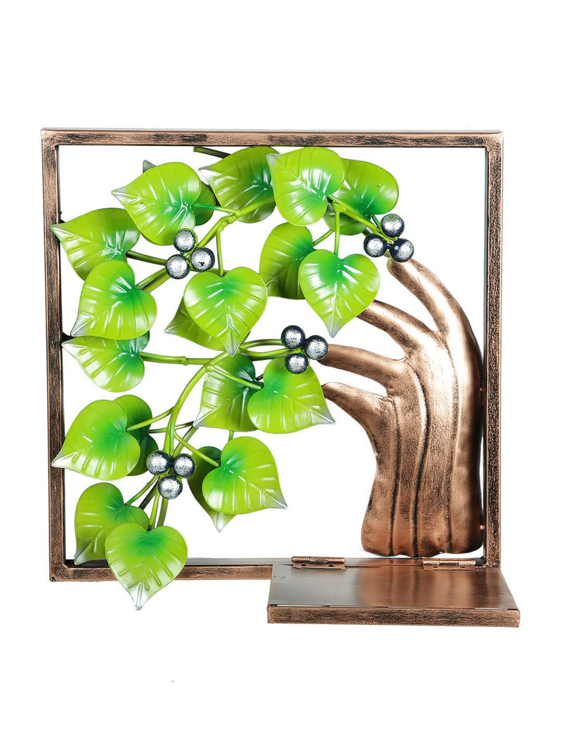 CraftVatika Metal Wall Art Mounted Decorative Hanging Showpiece, Handcrafted Flower Leaves Wall Hanging, Home Décor Items (13.2 Inches Height)