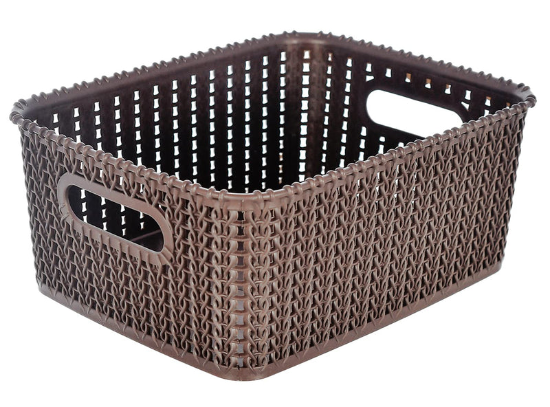 Kuber Industries Multipurposes Large M 20 Plastic Basket|Organizer For Kitchen, Countertops|Cabinets, Bathrooms Without Lid- Pack of 2 (Grey & Brown)