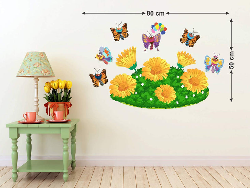 Tuffuk Flowers and Butterfly Large Vinyl Wallstickers for Home Decorations (80 cm x 50 cm)5TZ101