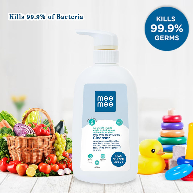 Mee Mee Anti-Bacterial Baby Liquid Cleanser | Feeding Bottle Cleaner Liquid for Nipple Cleaning/Clothes/Milk Bottle/Vessels (300 ml - Bottle)