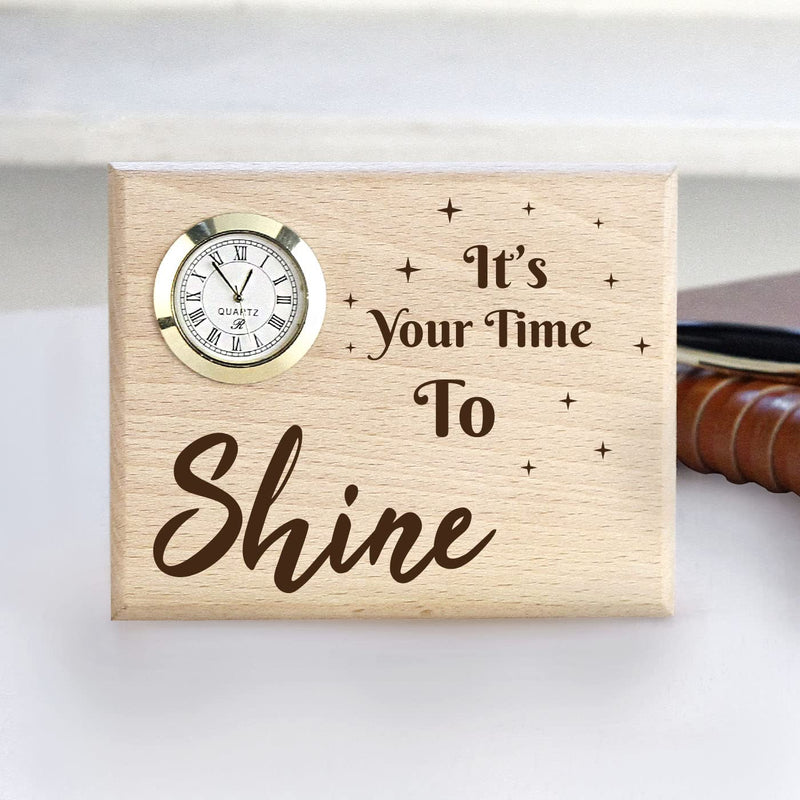 Graphicalmela Wooden Table Clock Best time/Personalized Table Clock Name Gift with Congratulation for mom dad Uncle Aunty boss Friend Office Colleagues Boyfriend Girlfriend Sister