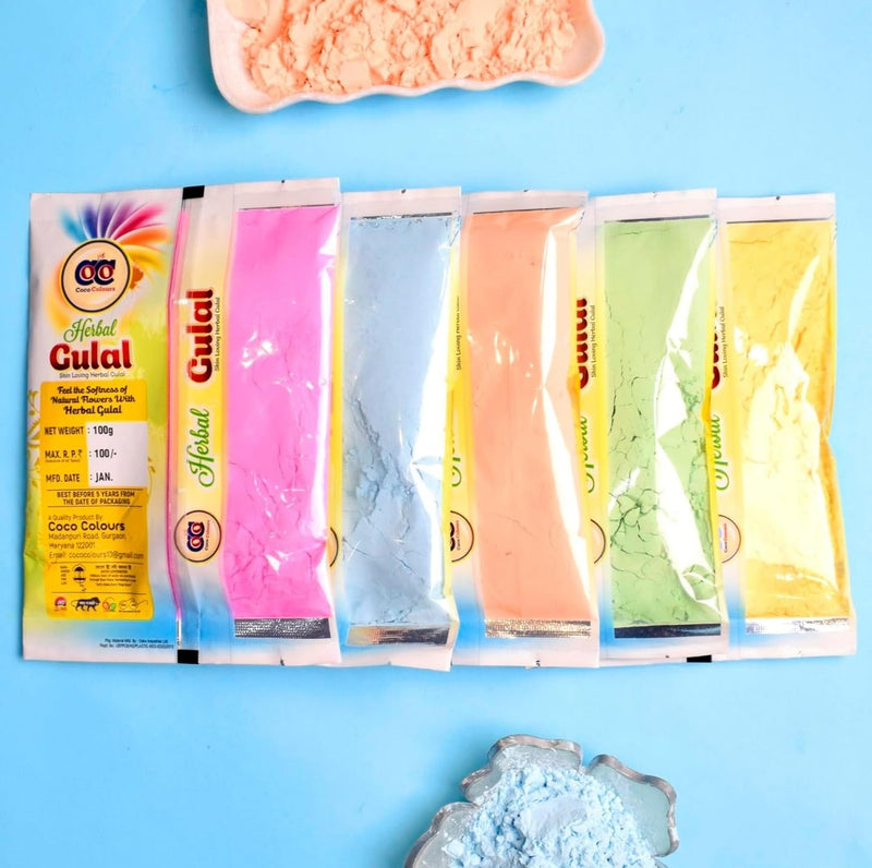 Gurjas Fancy Kitchen Holi Gulal 100% Natural and Herbal Gulal Organic Coloured Powder Non-Toxic and Skin Friendly Colour and Safe for Kids - (Muliticolour)