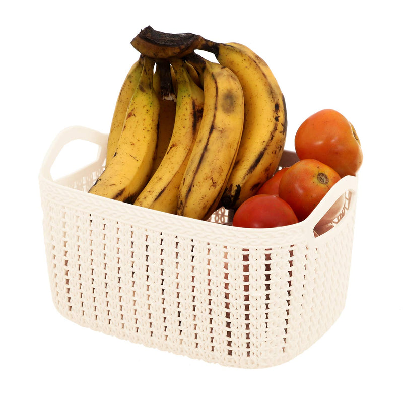 Kuber Industries Unbreakable Plastic Flexible Storage Baskets|Fruit Vegetable Bathroom Stationary Home Basket with Handles|Pack of 2 (Assorted) -CTKTC037844