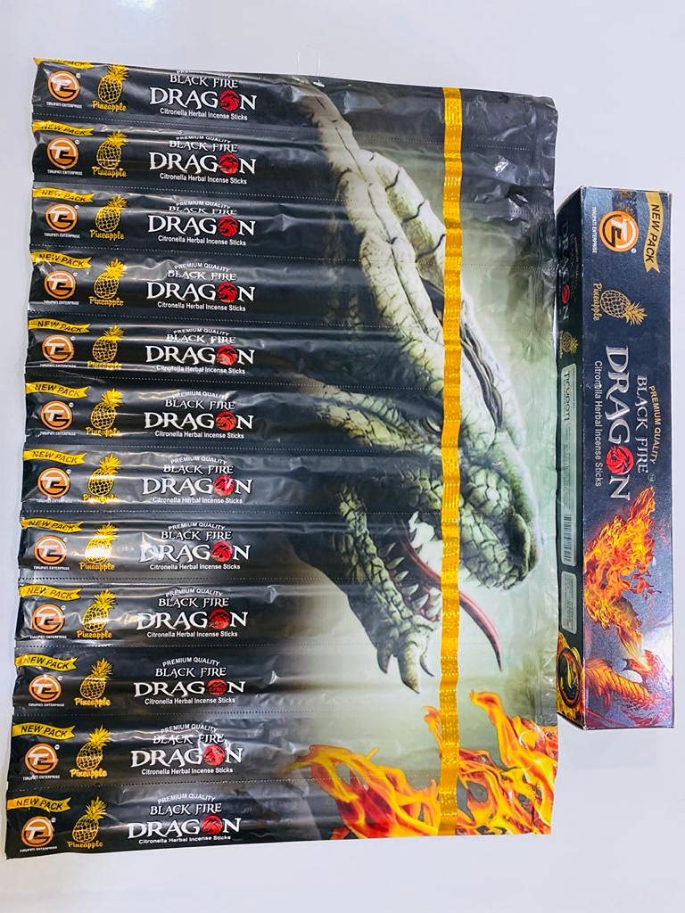 The Craft Store Original Black Dragon Natural Fragrance for Mosquito Repellent Incense Sticks Agarbatti Machhar Maar Pack of 120 Sticks free Matchstick